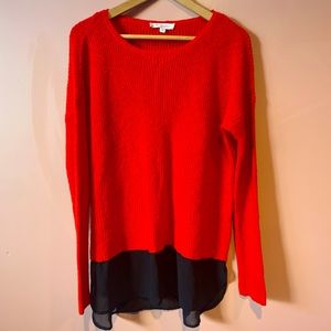Two by Vince Camuto Chiffon Hem Sweater